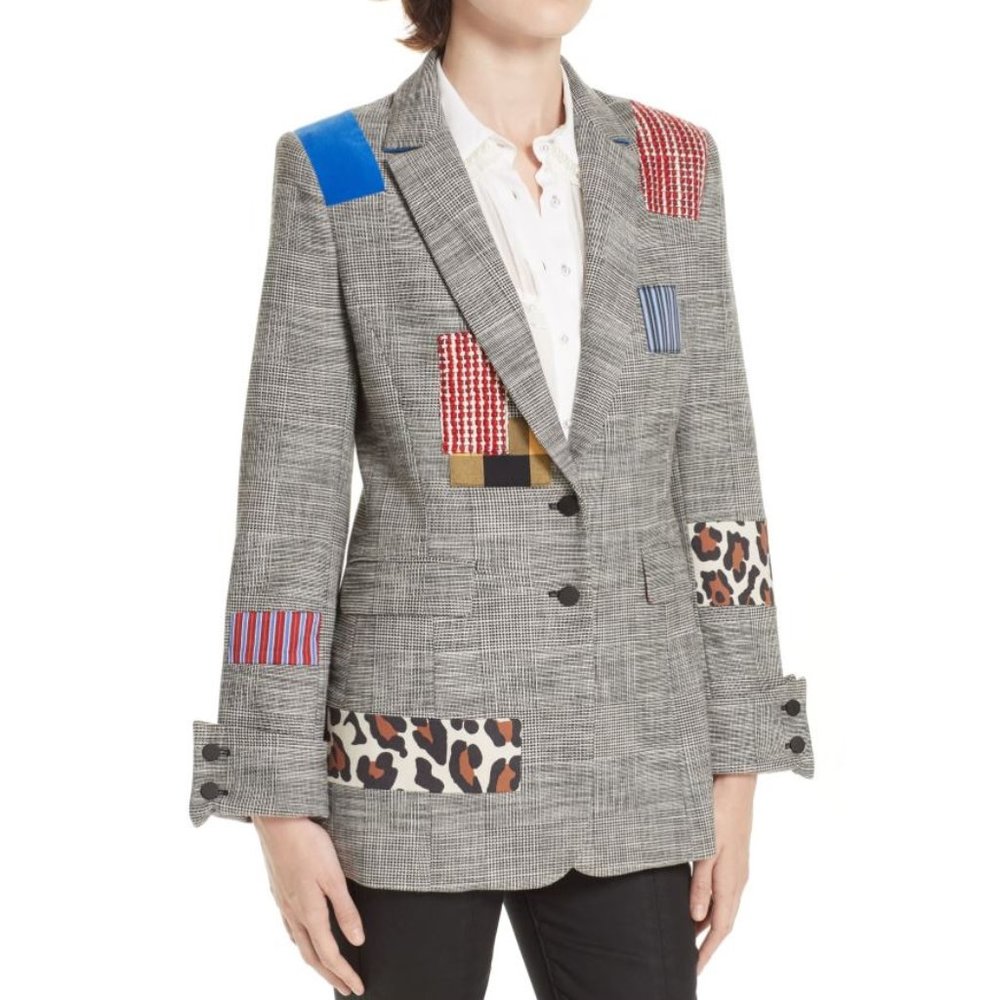 alice + olivia Paulene Patchwork Plaid Blazer